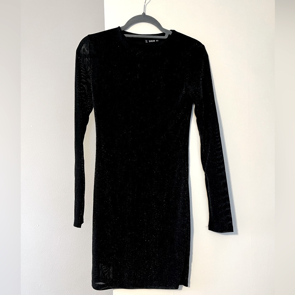Shein Sparkle Mesh Sleeve Dress